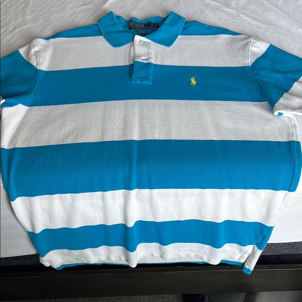 Ralph Lauren Teal and White Polo Shirt